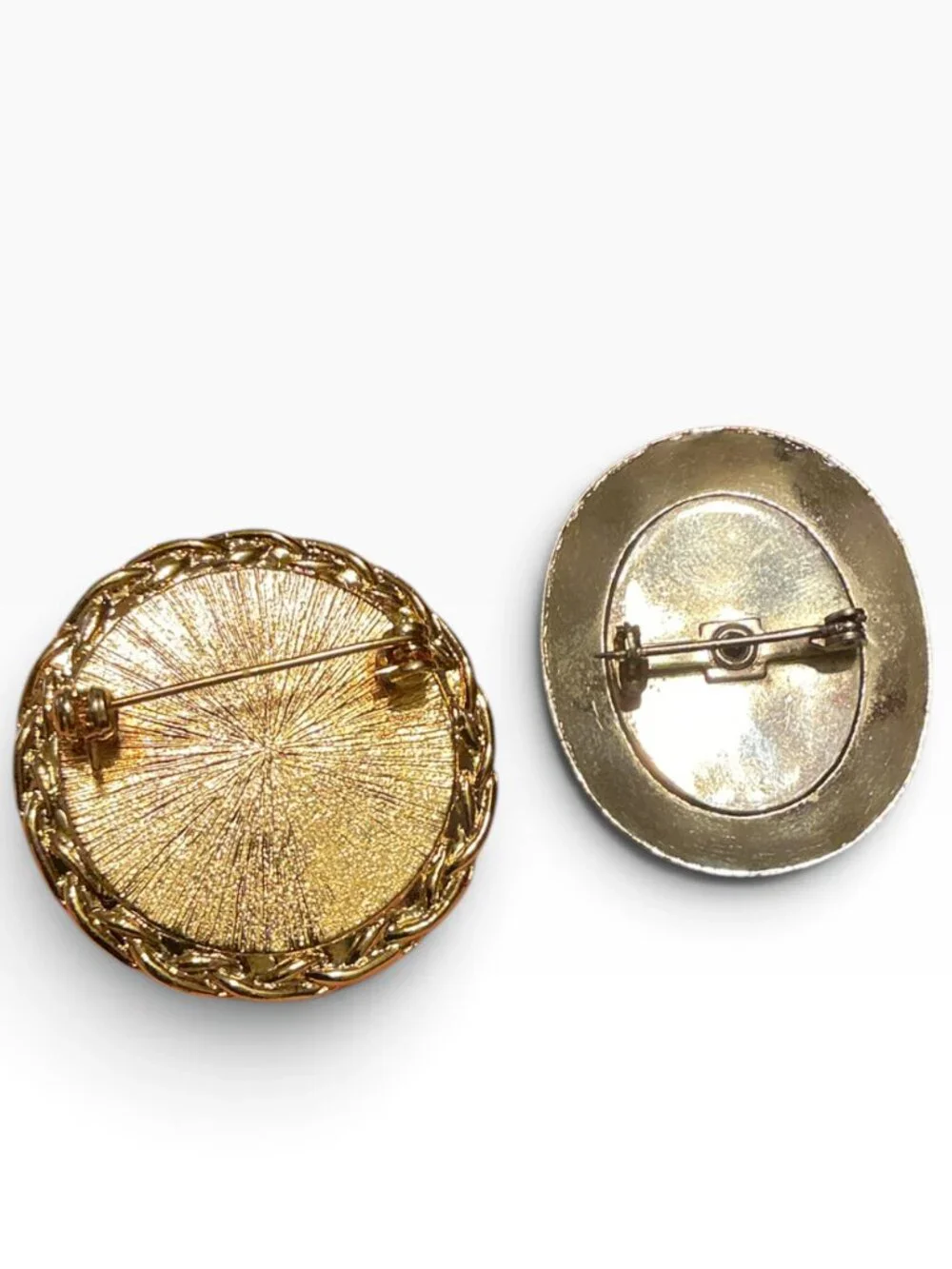Vintage Limoges Brooch Lot 2 Courting Couple Porcelain Glass Cabochon Pins